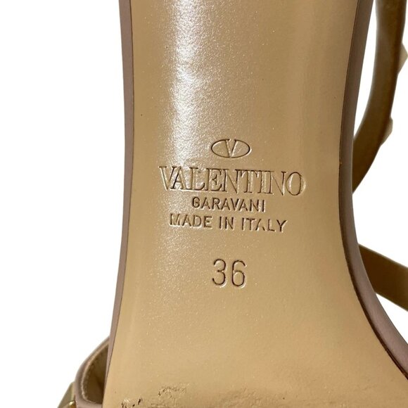 VALENTINOGARAVANI Rockstud-Beige Gold Leather Hardware Women's Pumps 197-071725 - Picture 10 of 10